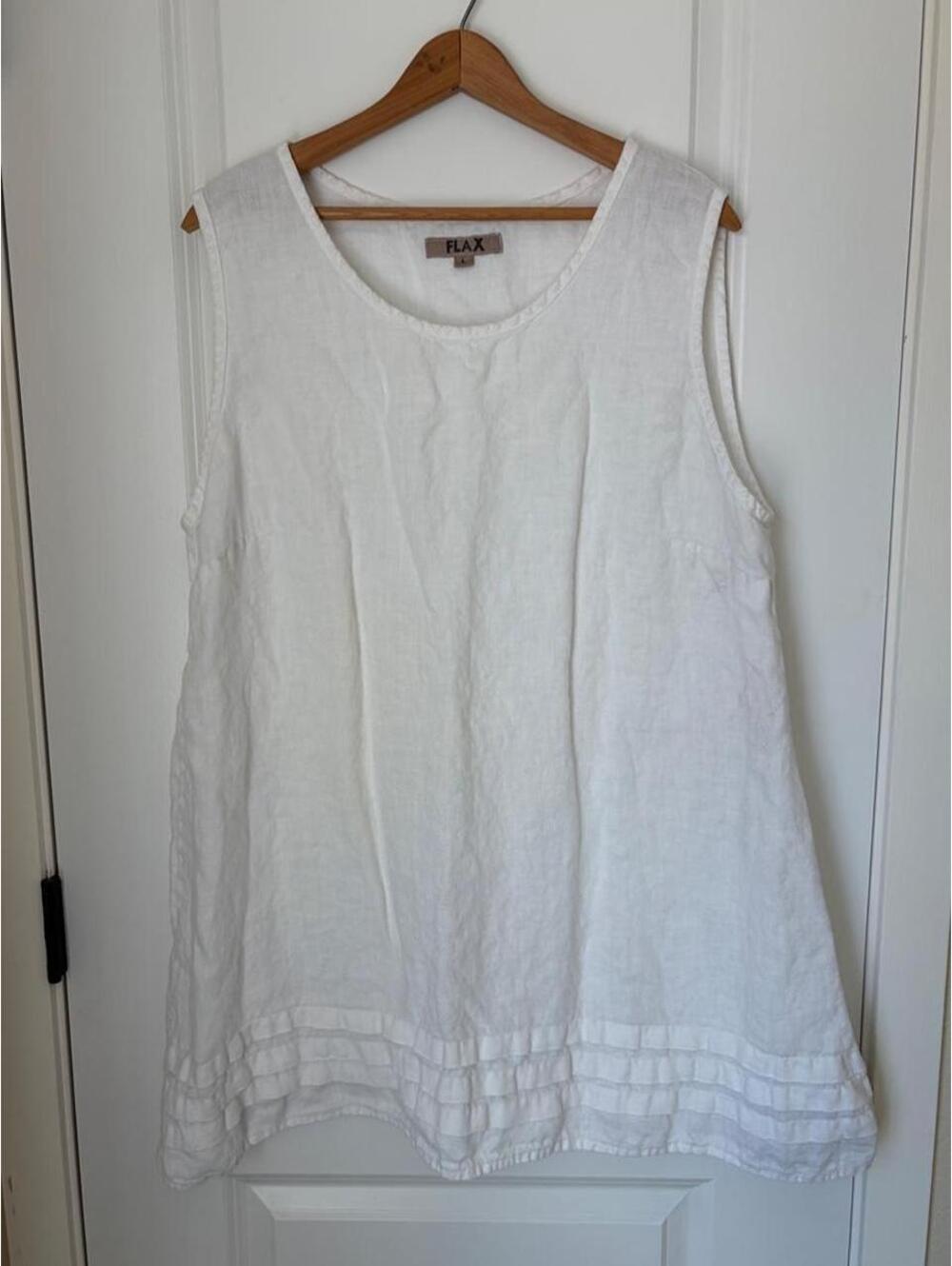 White FLAX brand linen mini dress